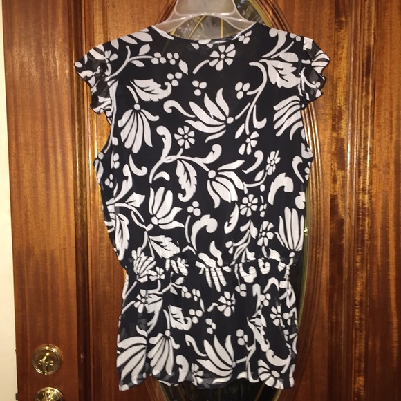 NY Collection Cap Sleeve Ruffle Top - Sz L - Picture 6 of 9